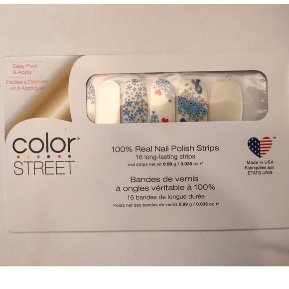 1 Warrior Color Street nail strips dry polish art floral blue silver Retired - Picture 2 of 4